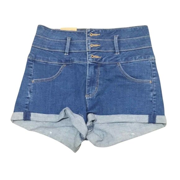 Brand New Garage Ultra High Waisted Denim Blue Jean Shorts - Picture 3 of 6